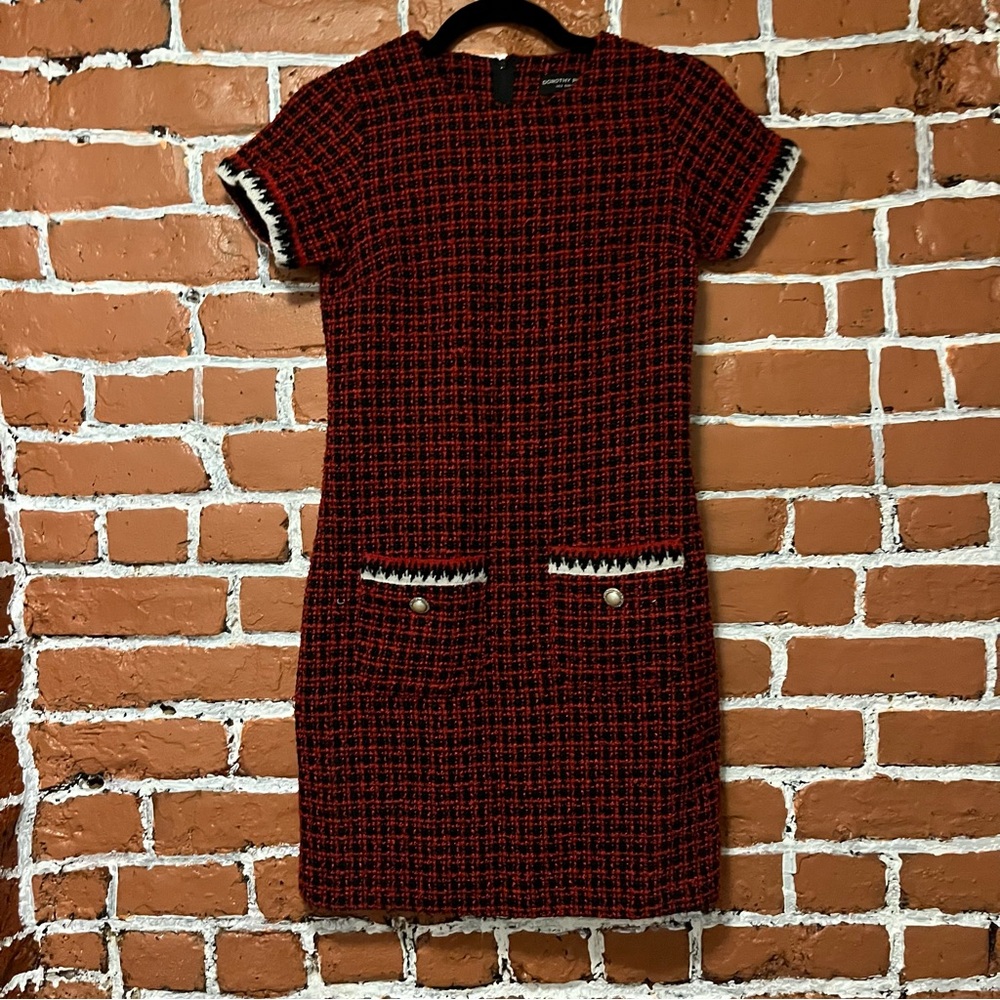 Dorothy Perkins Red and Black Tweed Mini Dress